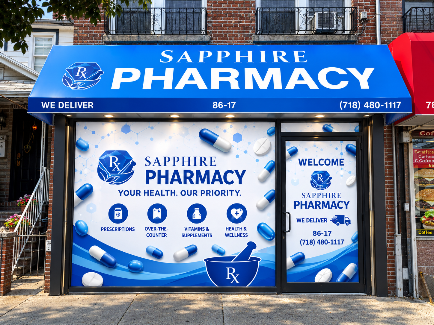 Sapphire Pharmacy storefront at 86-17 Sutter Ave, Queens, NY